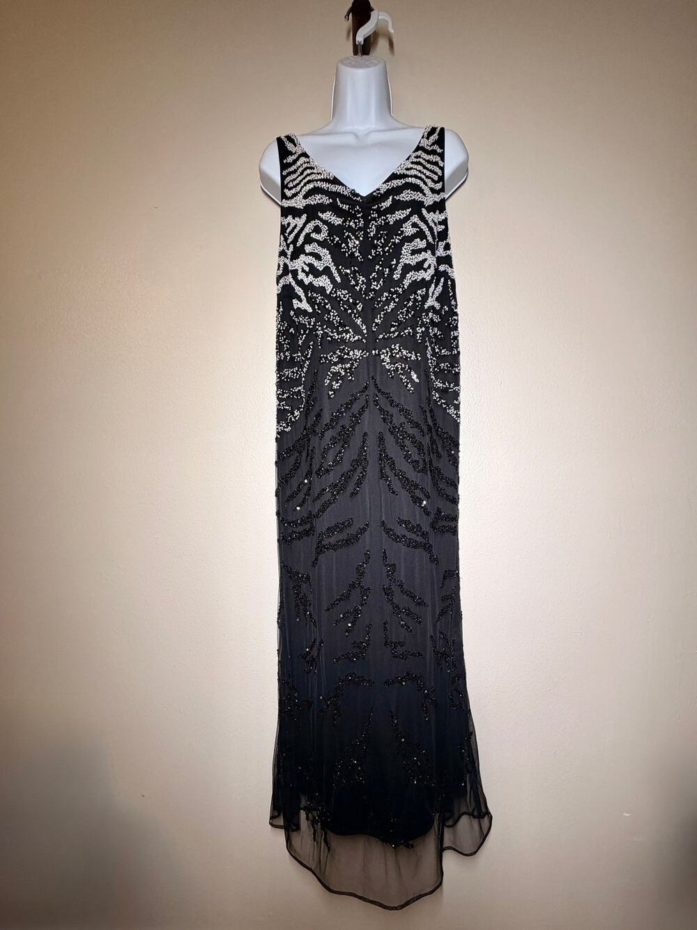 Marina Rinaldi Black & White Beaded Evening Gown